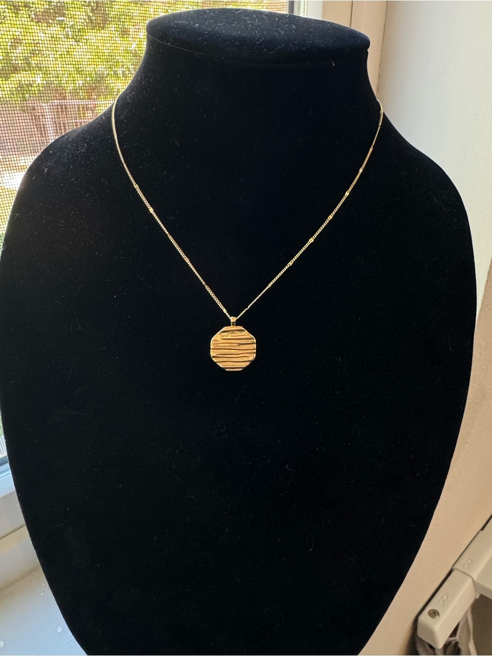 Gorjana Gold Textured Round Pendant Necklace